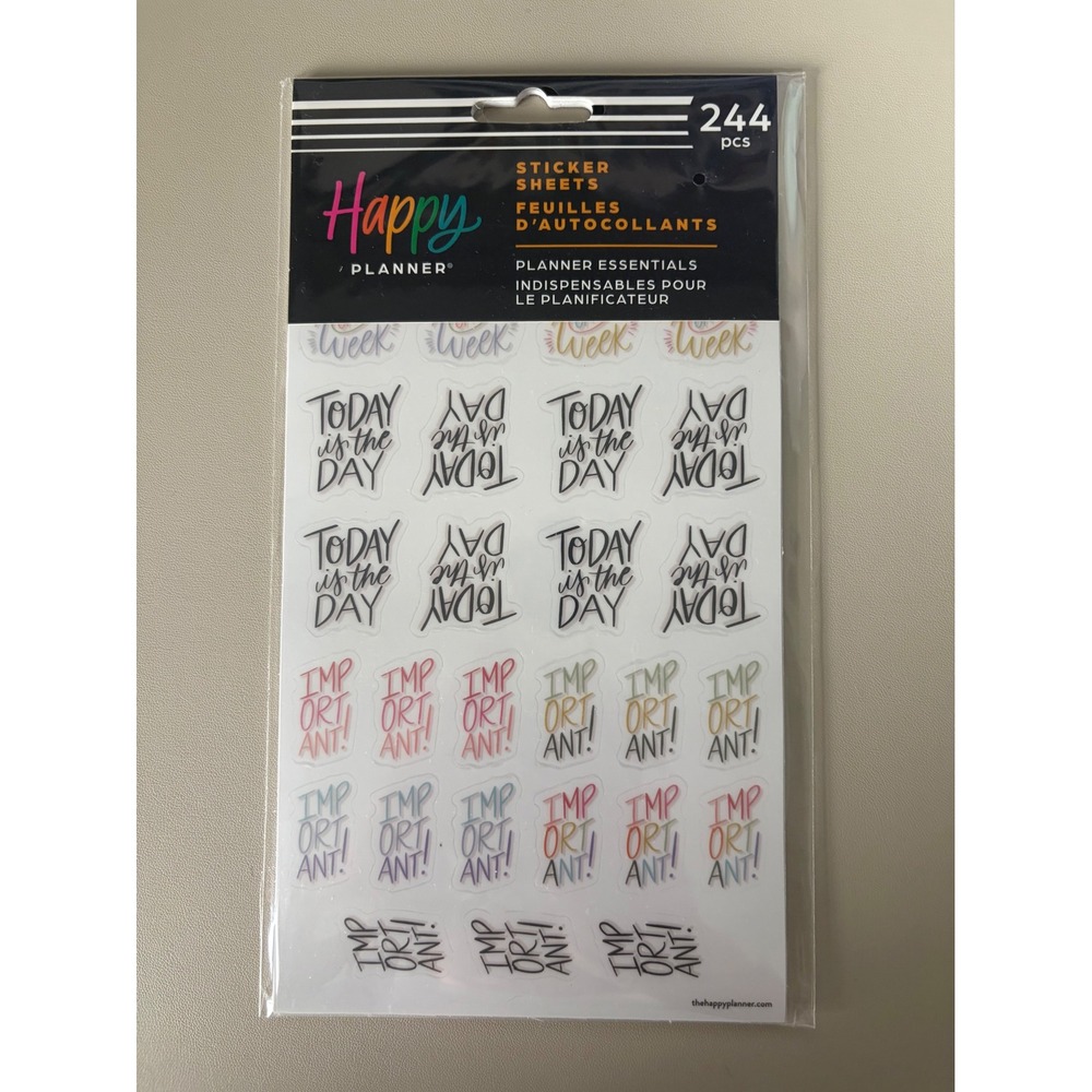 The Happy Planner Essentials Sticker Sheets 244 Pcs 5 Sheets SP4HS-066 New